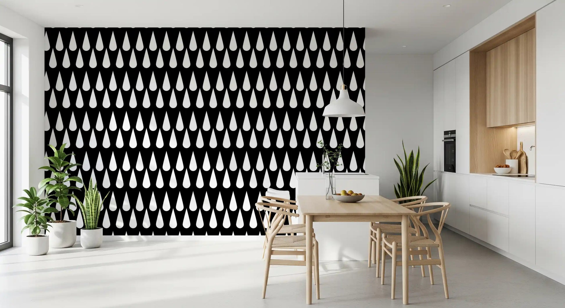 Minimalist Monochrome Raindrop Pattern Wallpaper⁠