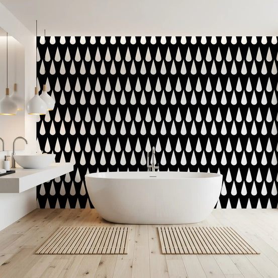 Minimalist Monochrome Raindrop Pattern Wallpaper⁠