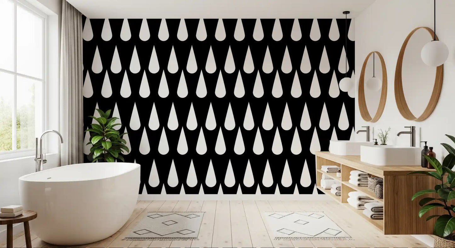Minimalist Monochrome Raindrop Pattern Wallpaper⁠