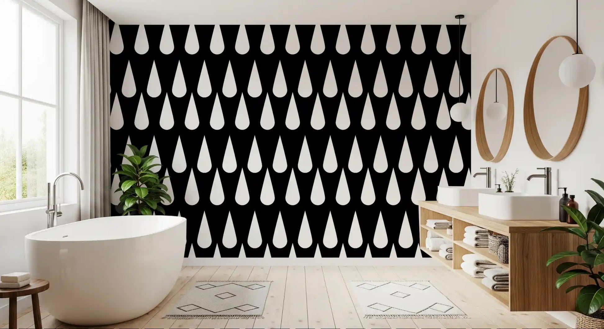 Minimalist Monochrome Raindrop Pattern Wallpaper⁠