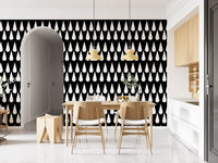 Minimalist Monochrome Raindrop Pattern Wallpaper⁠