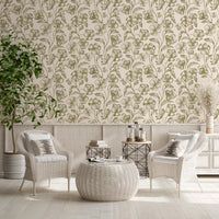 Vintage Botanical Line Art Floral Wallpaper⁠