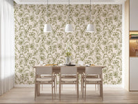 Vintage Botanical Line Art Floral Wallpaper⁠