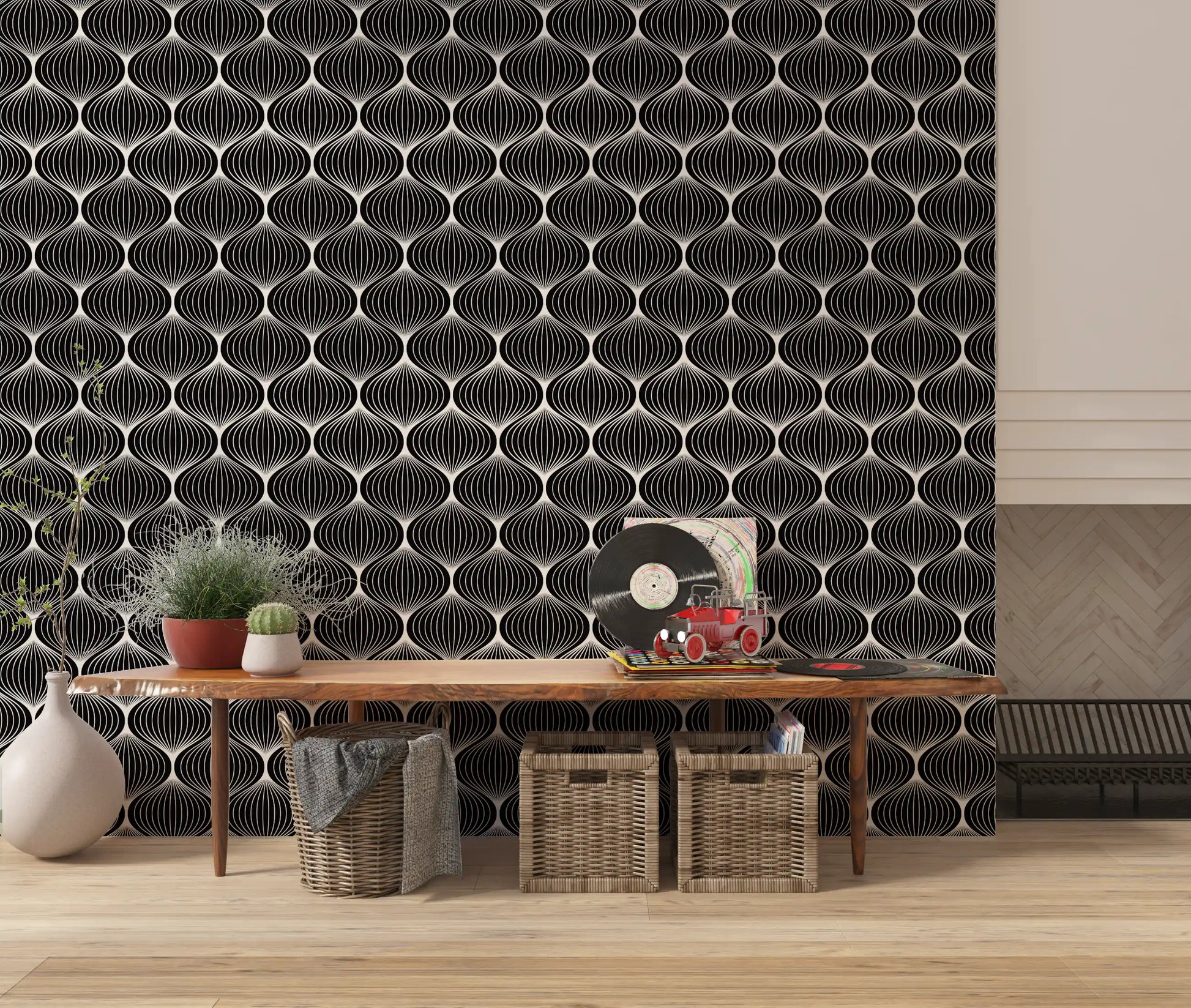 Monochrome Geometric Arcs Wallpaper⁠