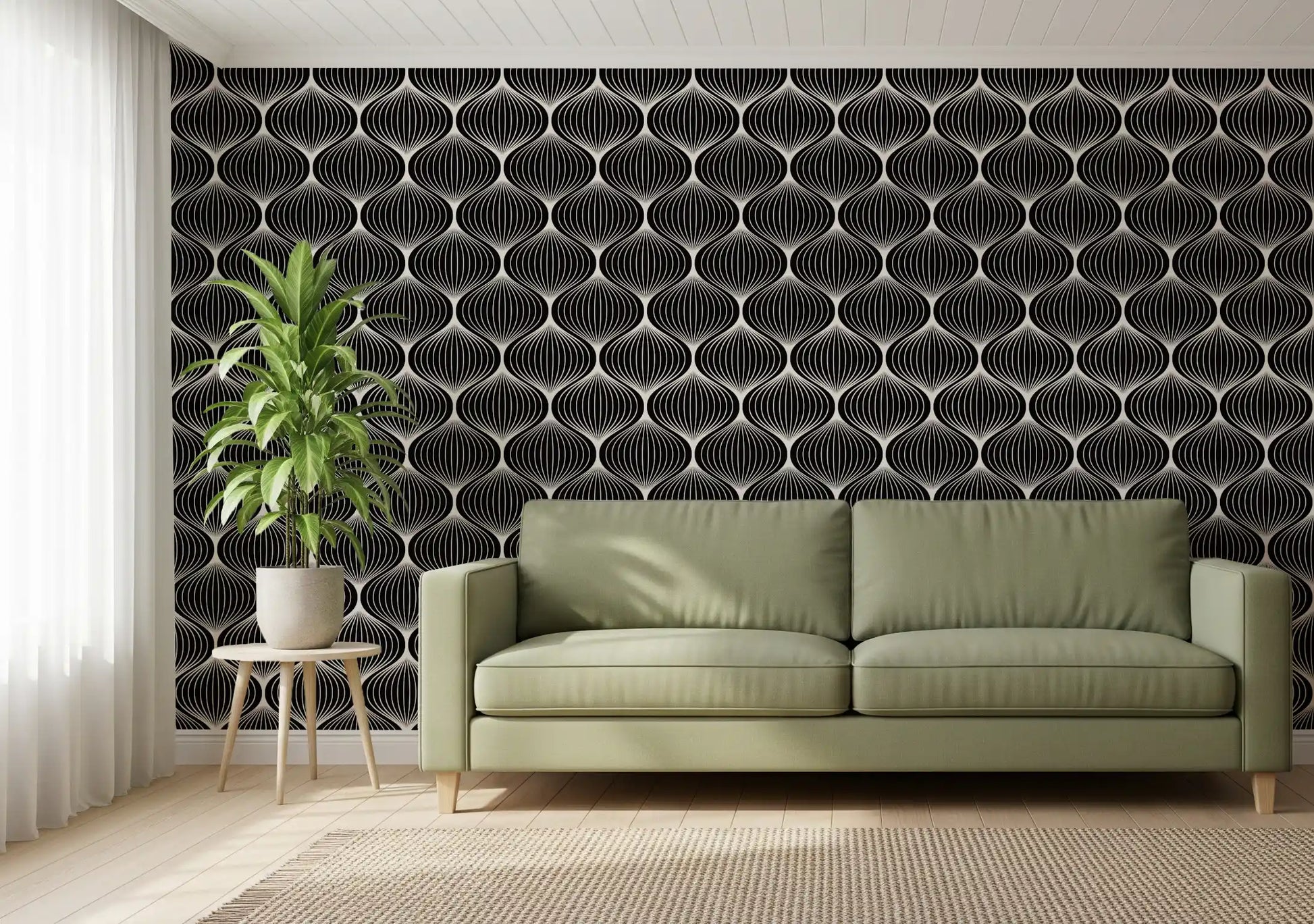 Monochrome Geometric Arcs Wallpaper⁠