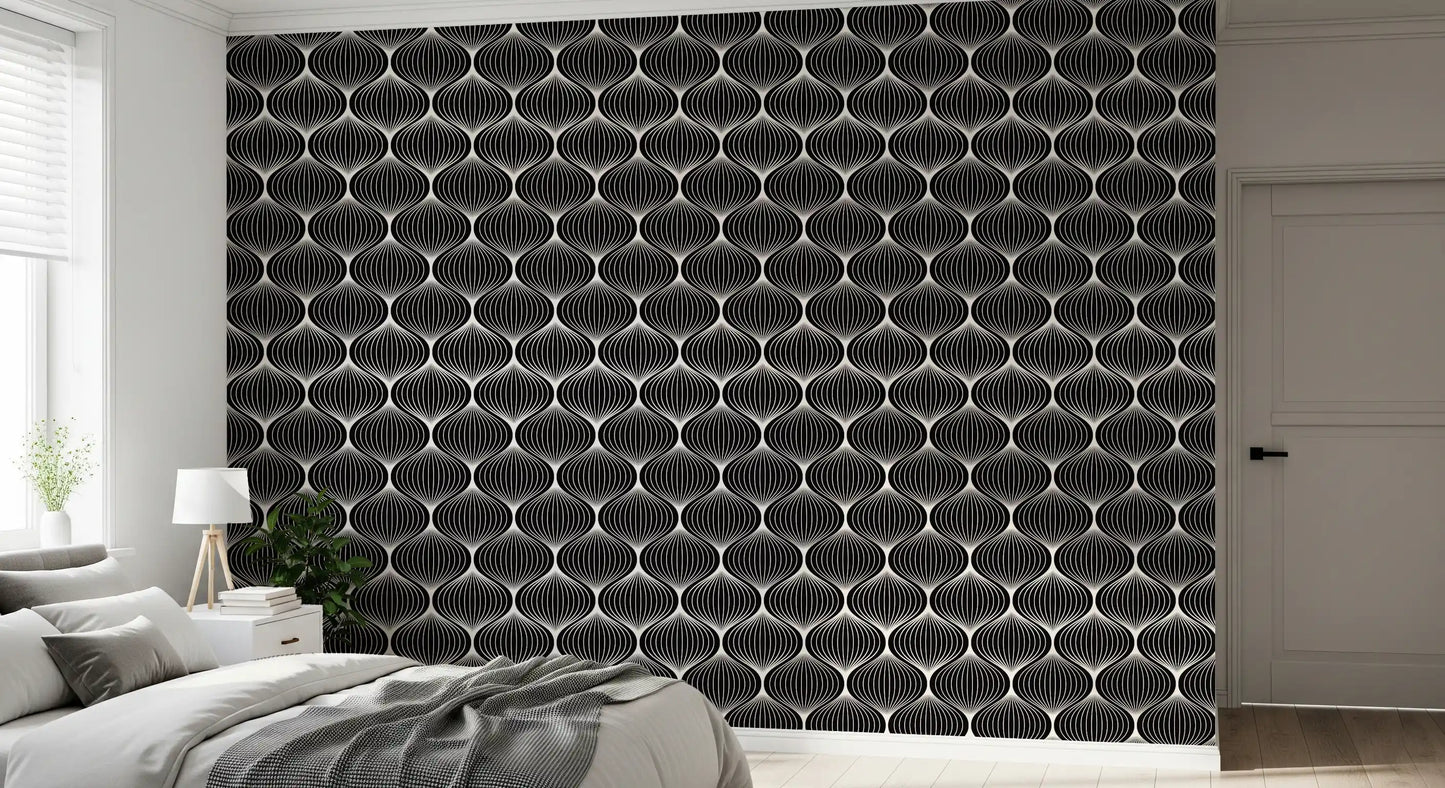 Monochrome Geometric Arcs Wallpaper⁠