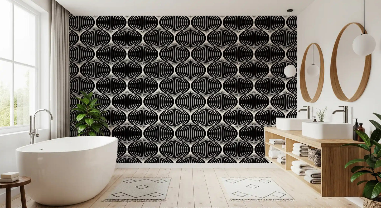 Monochrome Geometric Arcs Wallpaper⁠