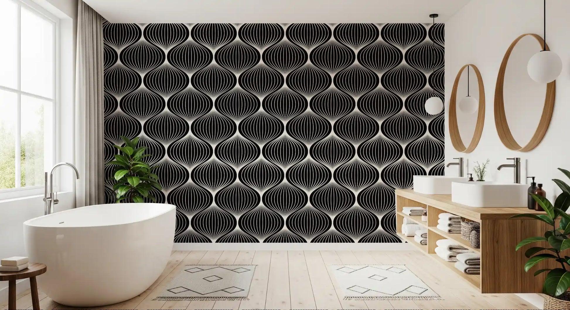 Monochrome Geometric Arcs Wallpaper⁠