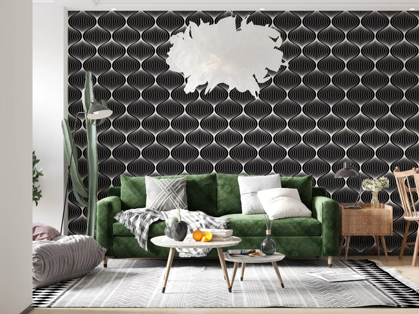 Monochrome Geometric Arcs Wallpaper⁠