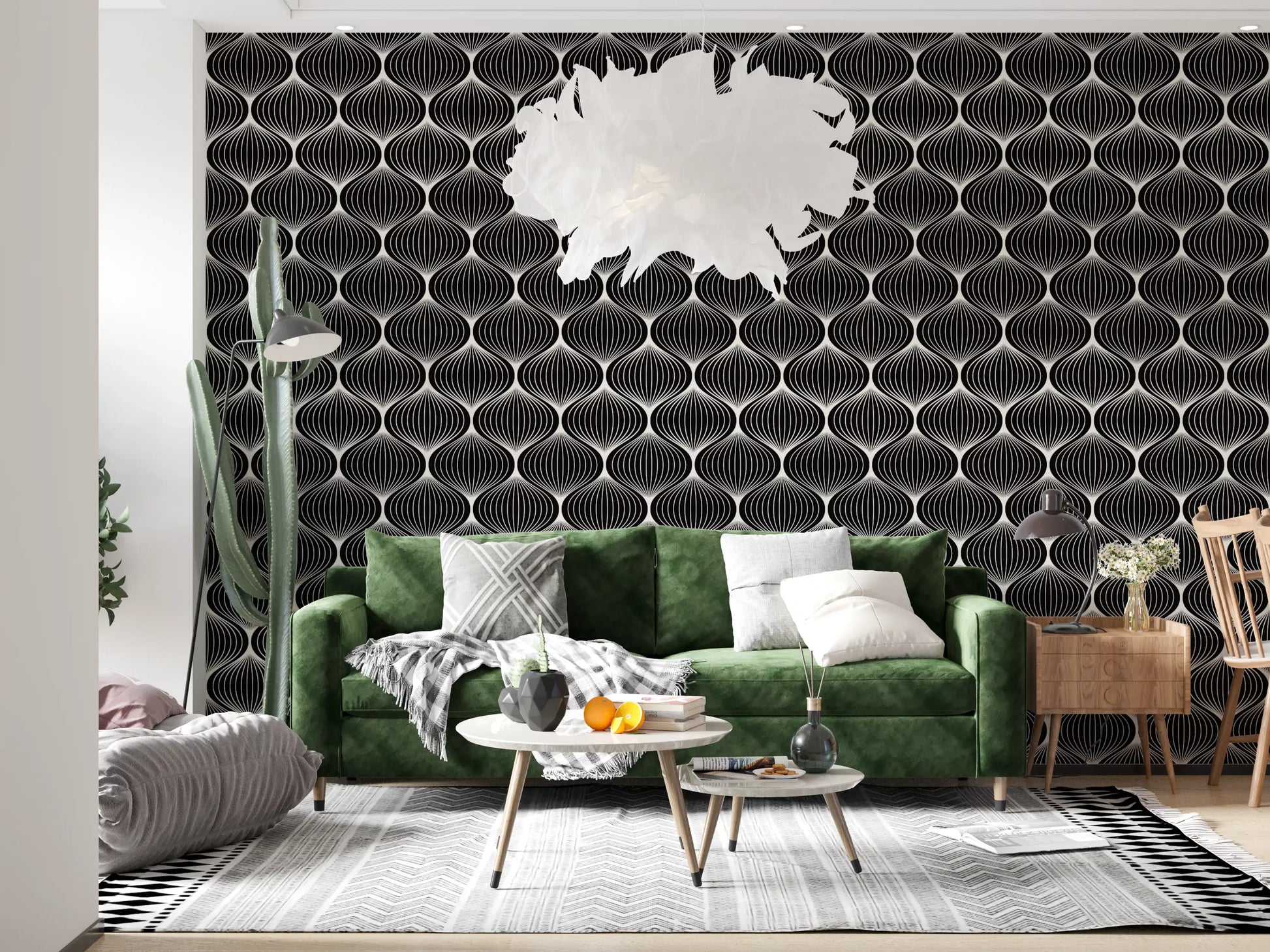 Monochrome Geometric Arcs Wallpaper⁠