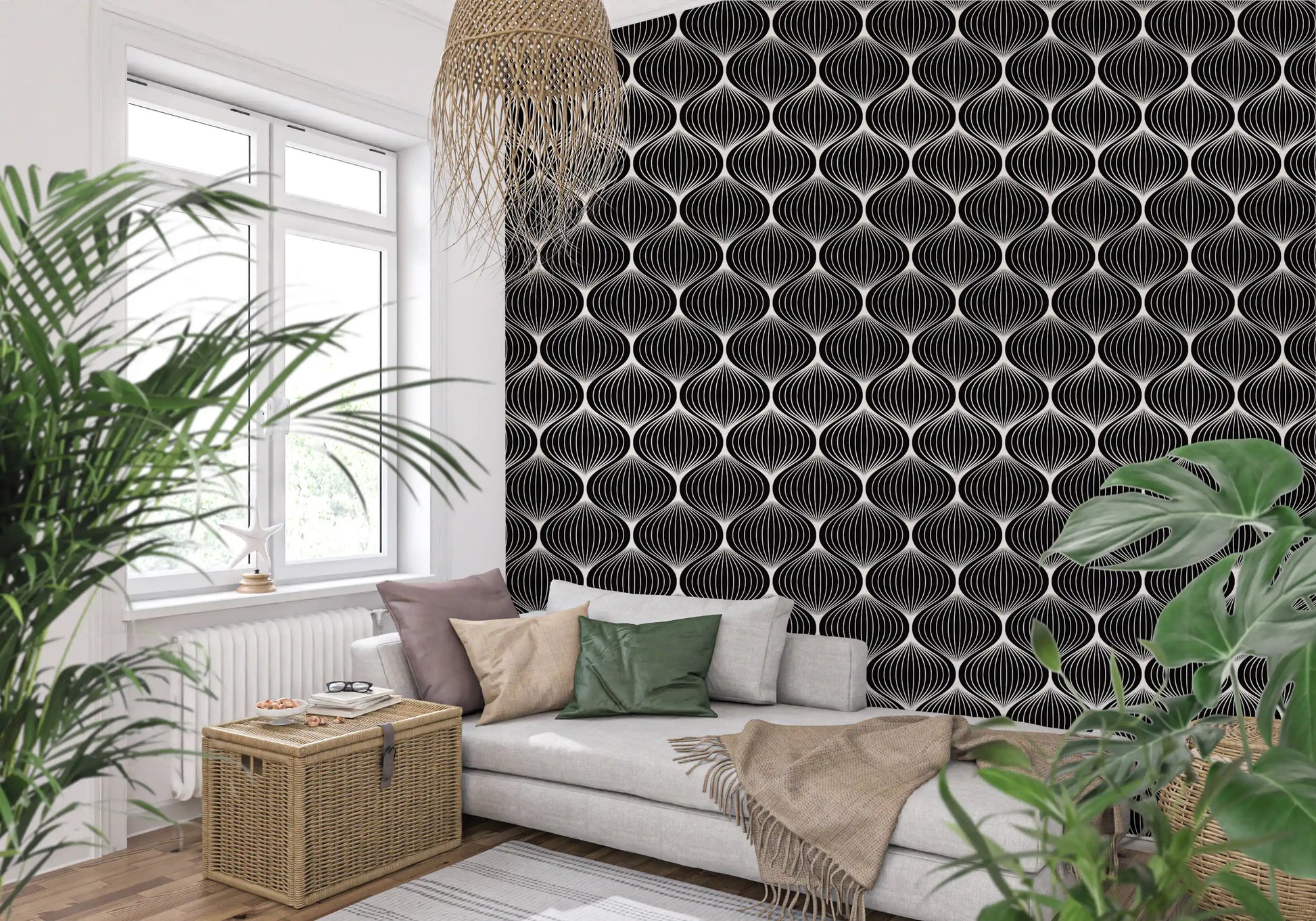 Monochrome Geometric Arcs Wallpaper⁠
