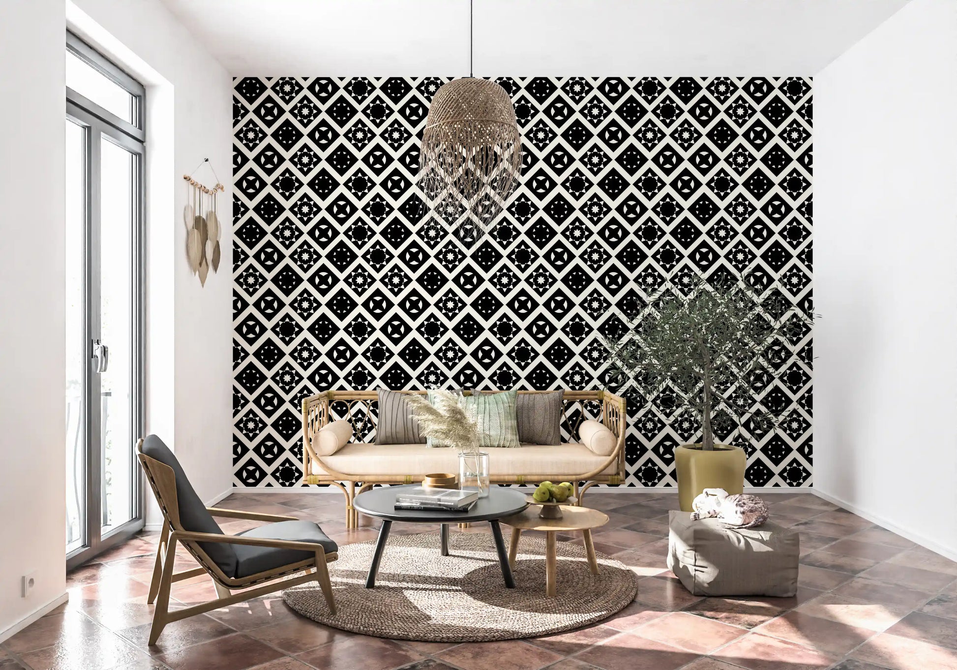 Abstract Star Diamond Tile Wallpaper⁠