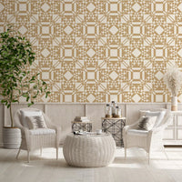 Golden Geometric Interlocking Pattern Wallpaper⁠