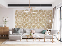 Golden Geometric Interlocking Pattern Wallpaper⁠