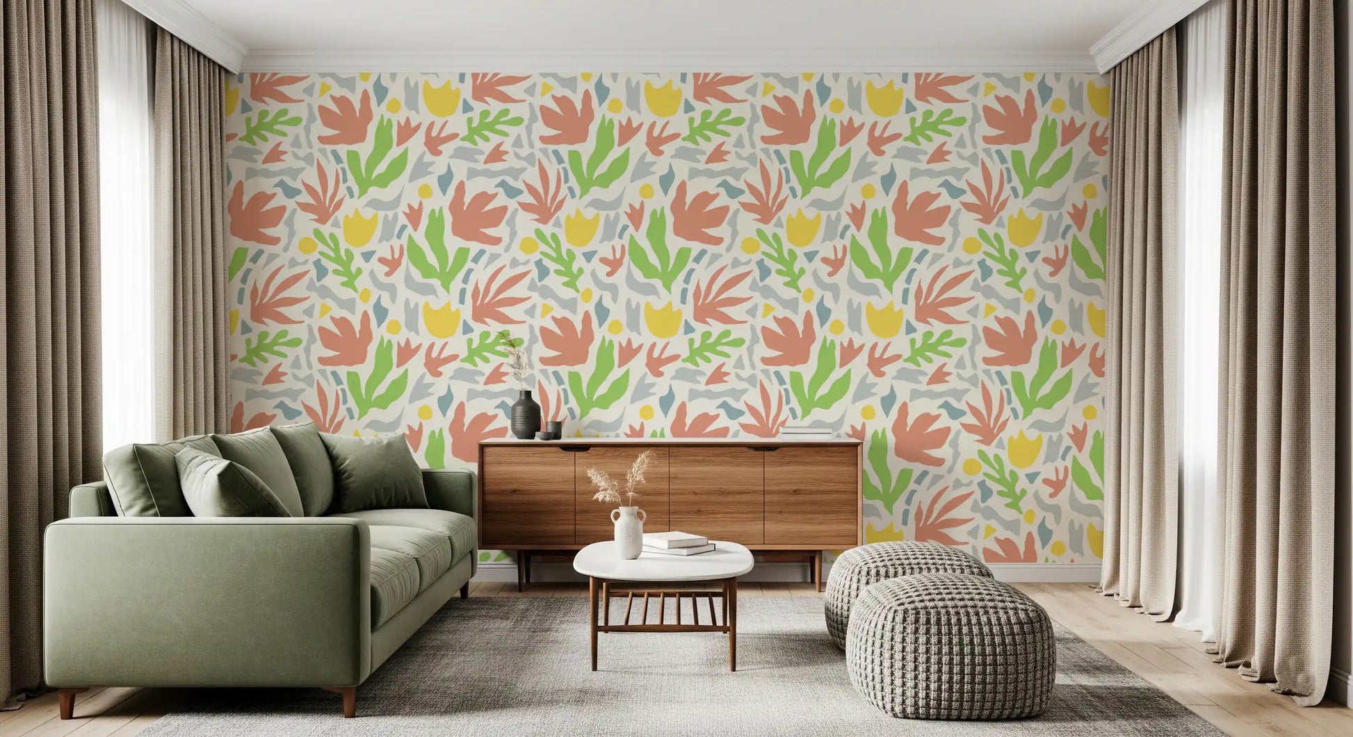 Abstract Matisse Inspired Botanical Cutouts Wallpaper⁠