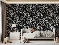 Monochrome Abstract Brushwork Wallpaper⁠