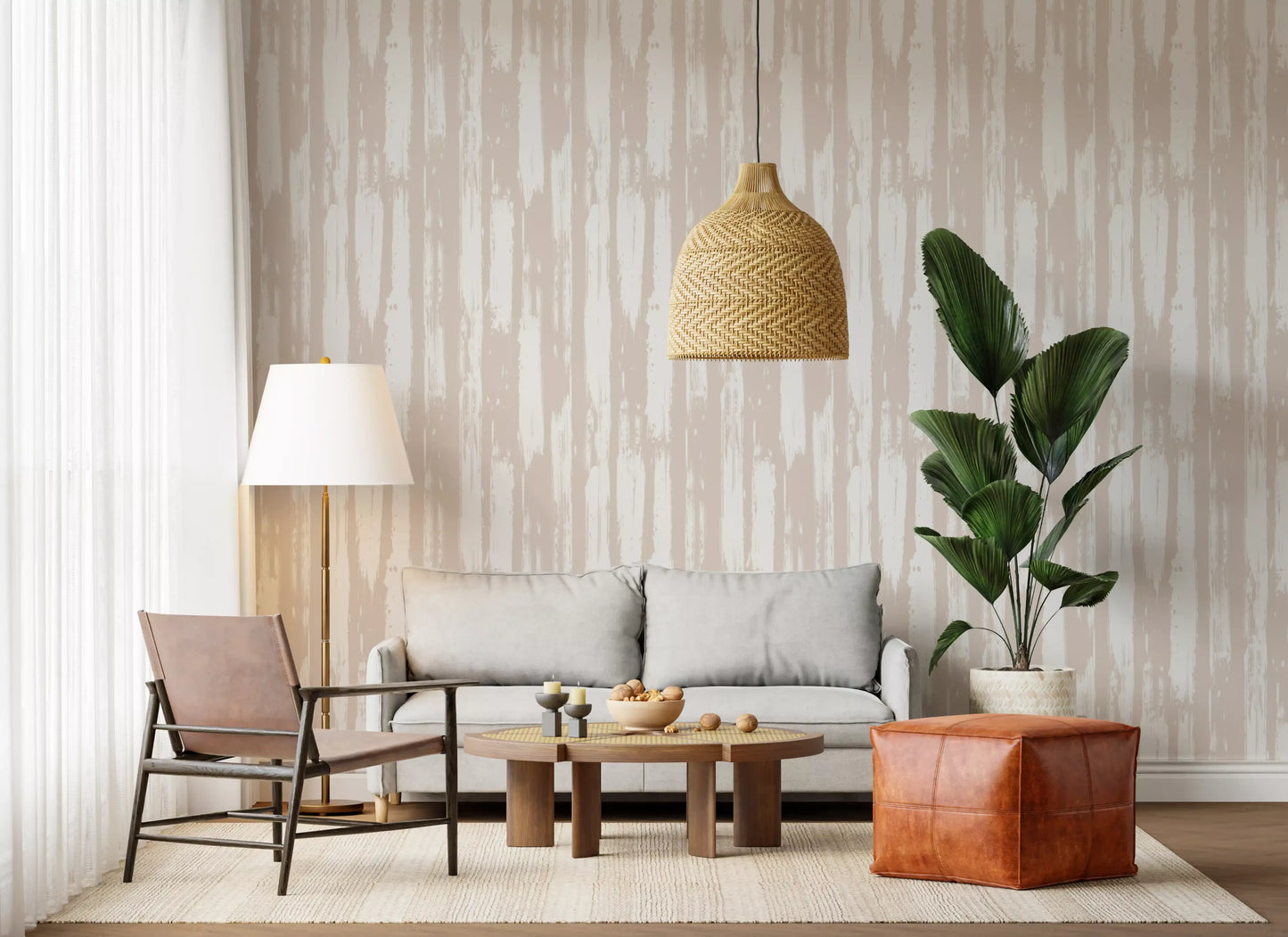 Creamy Brushstroke Stripes Wallpaper⁠