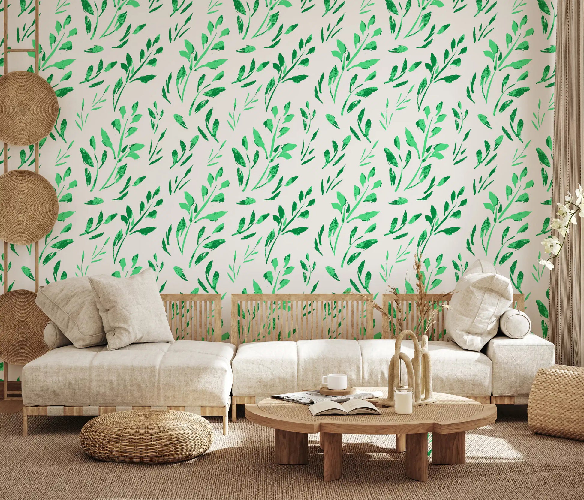 Hand-Drawn Greenery Garden Wallpaper⁠