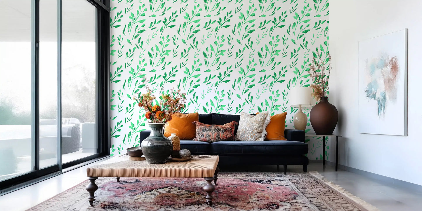 Hand-Drawn Greenery Garden Wallpaper⁠