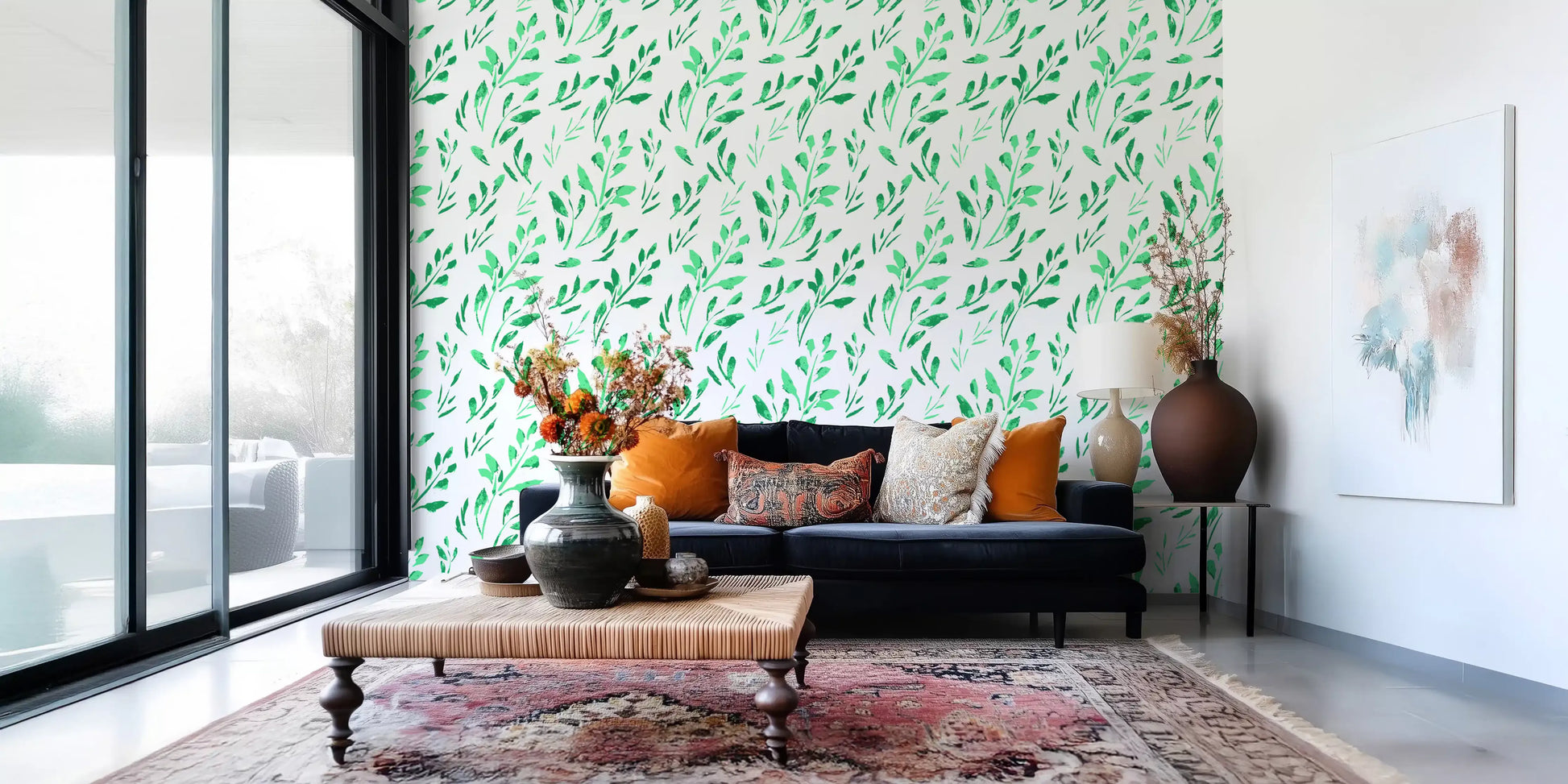 Hand-Drawn Greenery Garden Wallpaper⁠