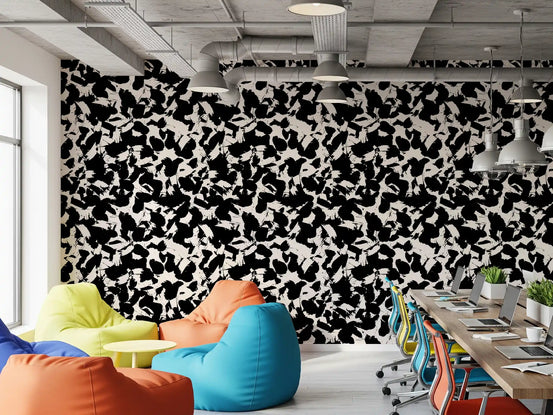 Monochromatic Ink Splatter Abstract Wallpaper⁠
