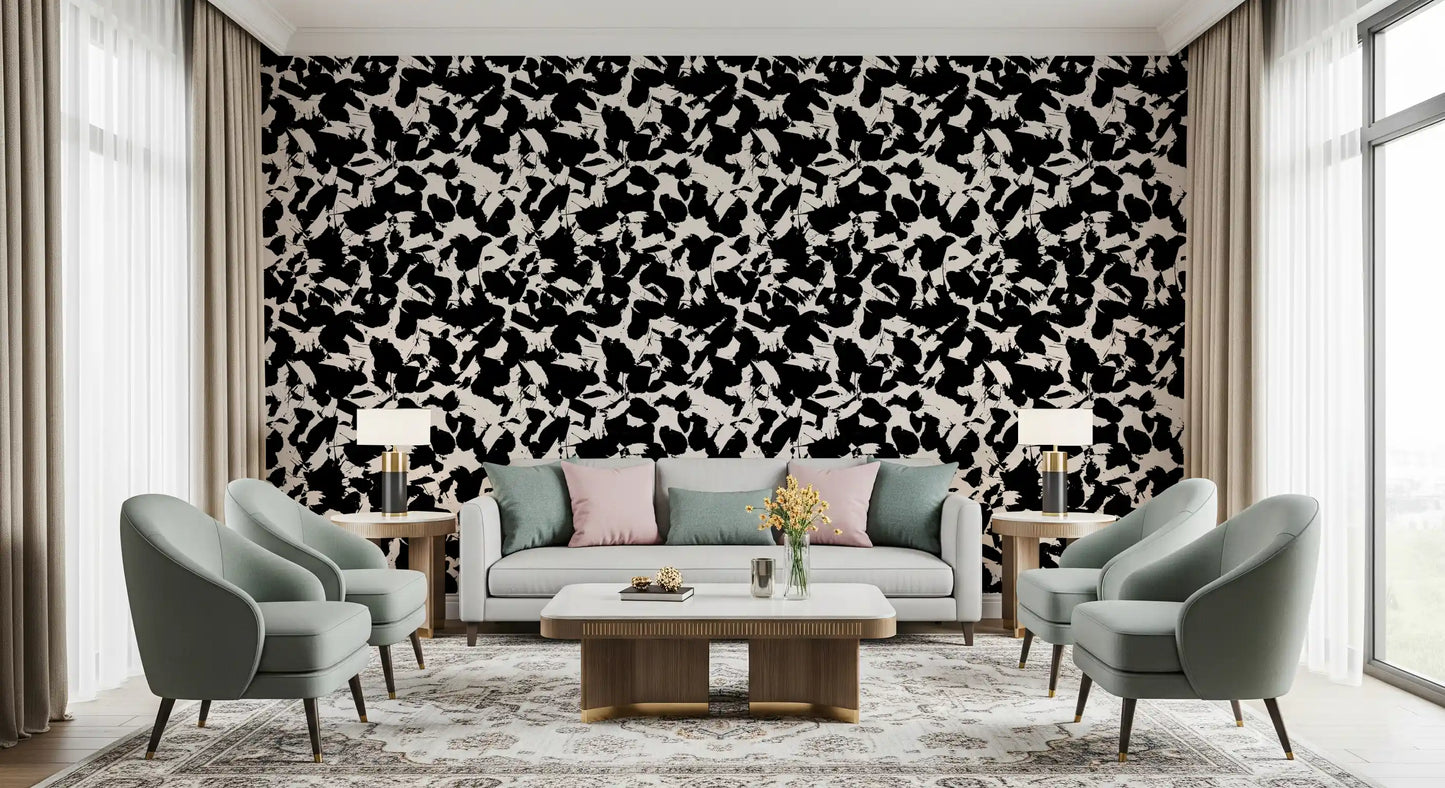 Monochromatic Ink Splatter Abstract Wallpaper⁠
