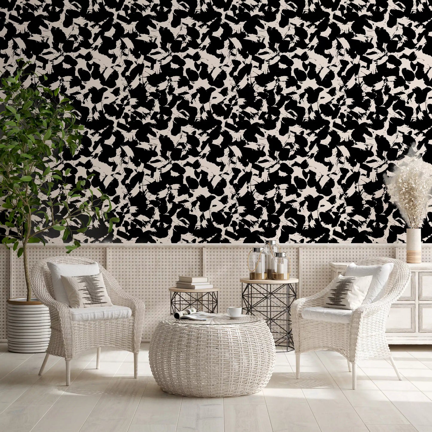Monochromatic Ink Splatter Abstract Wallpaper⁠