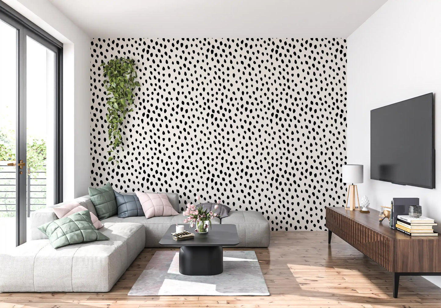 Minimalist Painted Dotted Pattern Wallpaper⁠