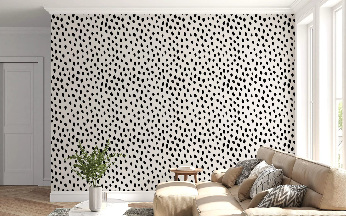 Minimalist Painted Dotted Pattern Wallpaper⁠
