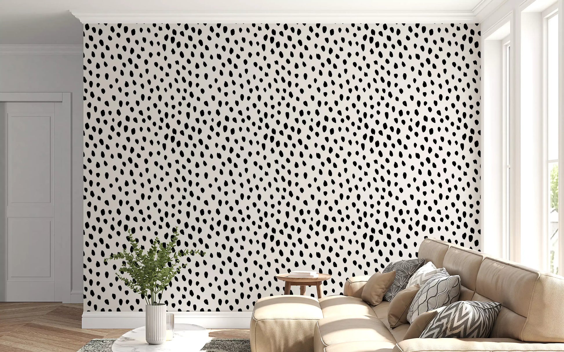 Minimalist Painted Dotted Pattern Wallpaper⁠