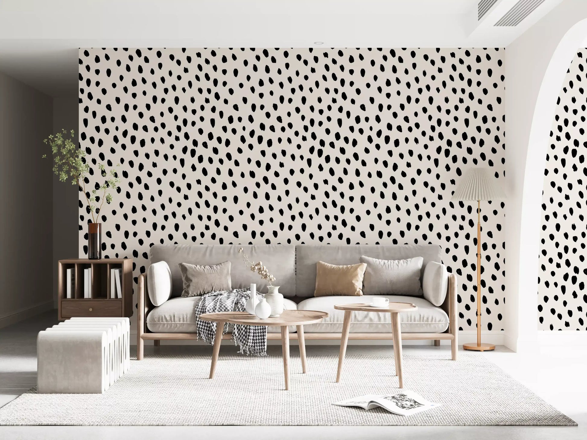Minimalist Painted Dotted Pattern Wallpaper⁠