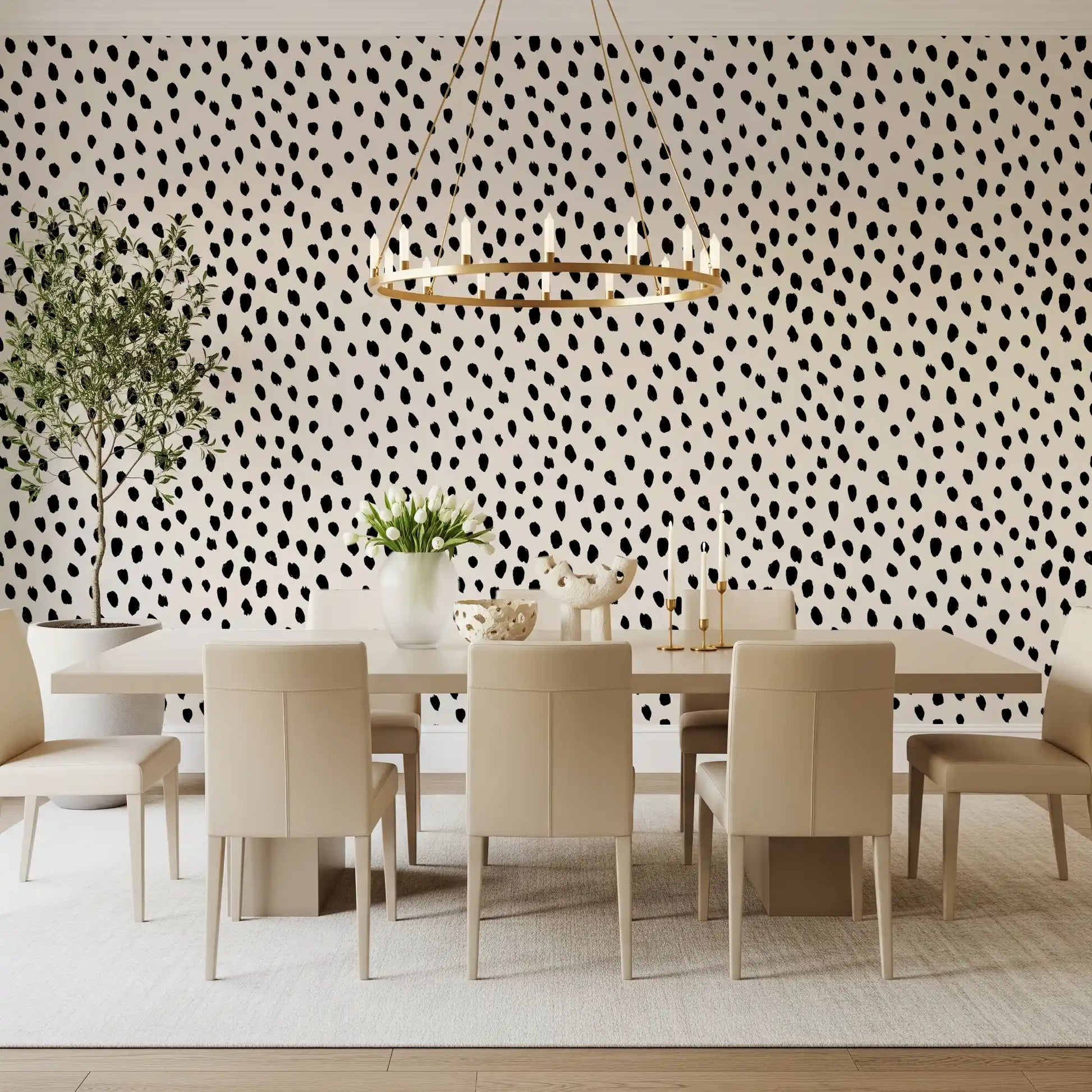 Minimalist Painted Dotted Pattern Wallpaper⁠