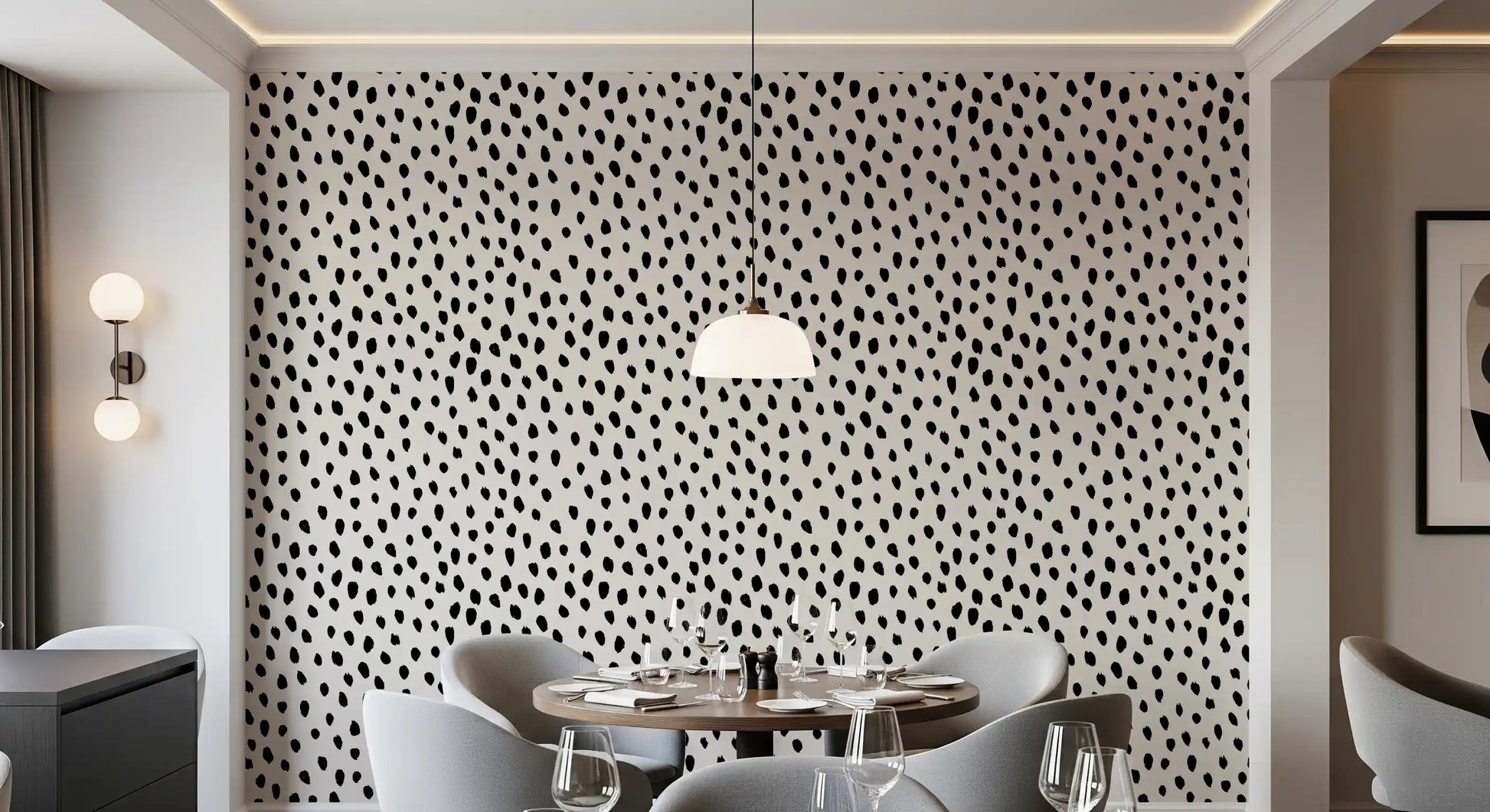 Minimalist Painted Dotted Pattern Wallpaper⁠