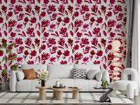 Vibrant Fuchsia Brushstroke Floral Wallpaper⁠