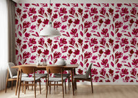 Vibrant Fuchsia Brushstroke Floral Wallpaper⁠