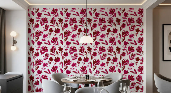 Vibrant Fuchsia Brushstroke Floral Wallpaper⁠