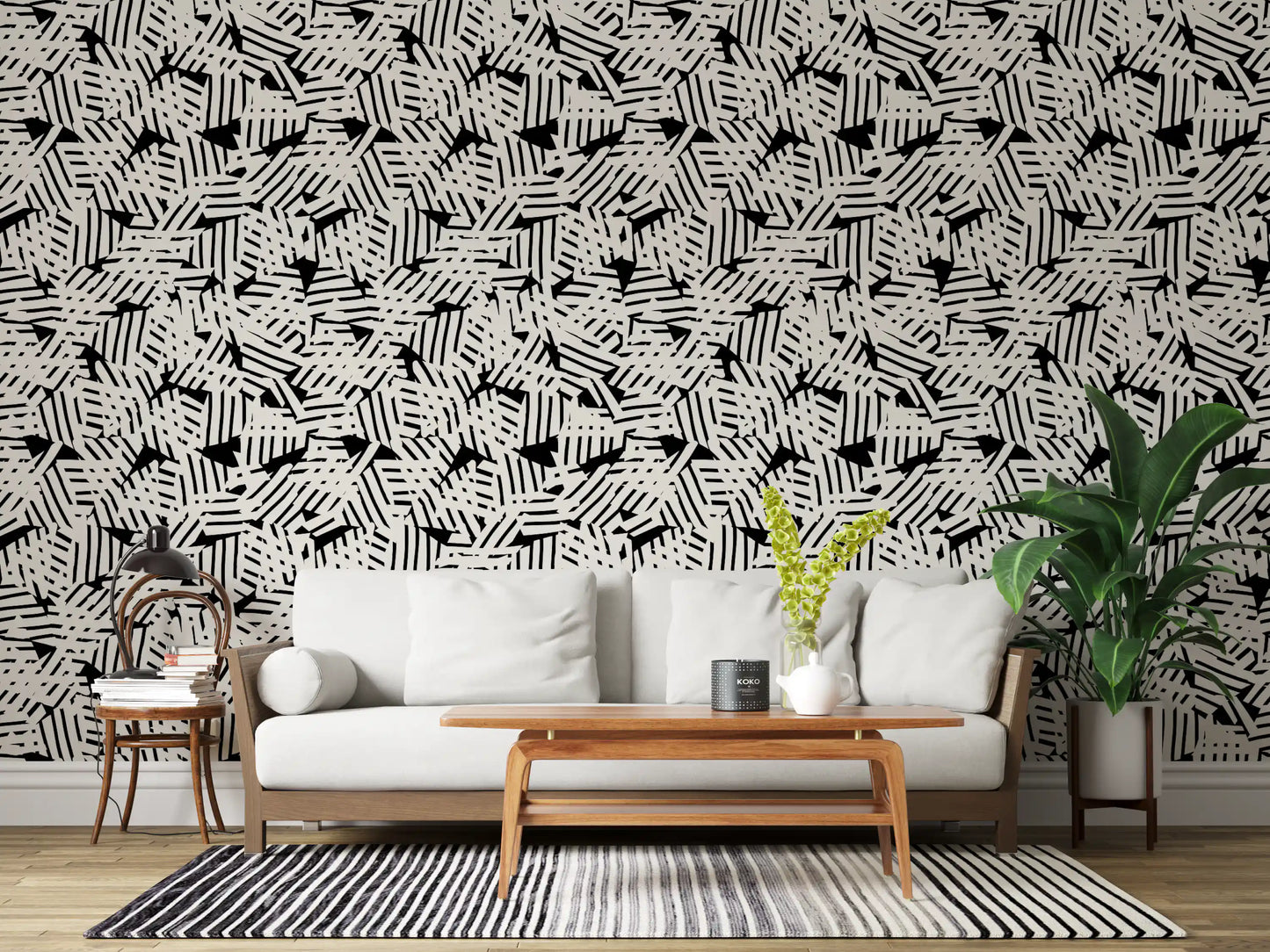 Monochrome Geometric Grid Wallpaper⁠