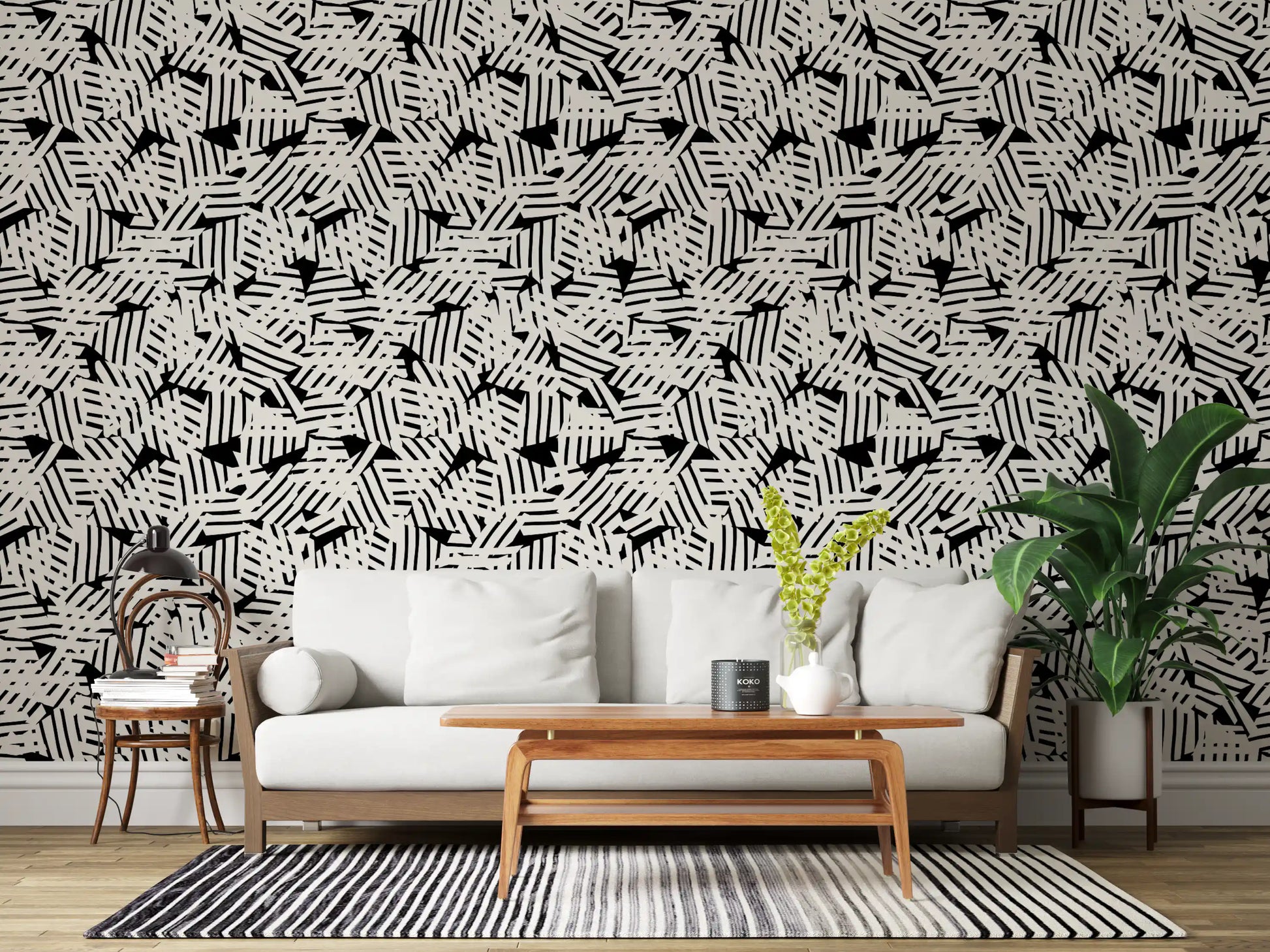 Monochrome Geometric Grid Wallpaper⁠