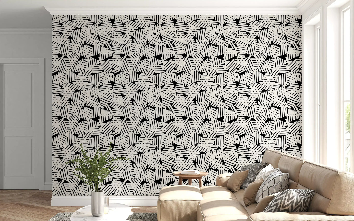 Monochrome Geometric Grid Wallpaper⁠
