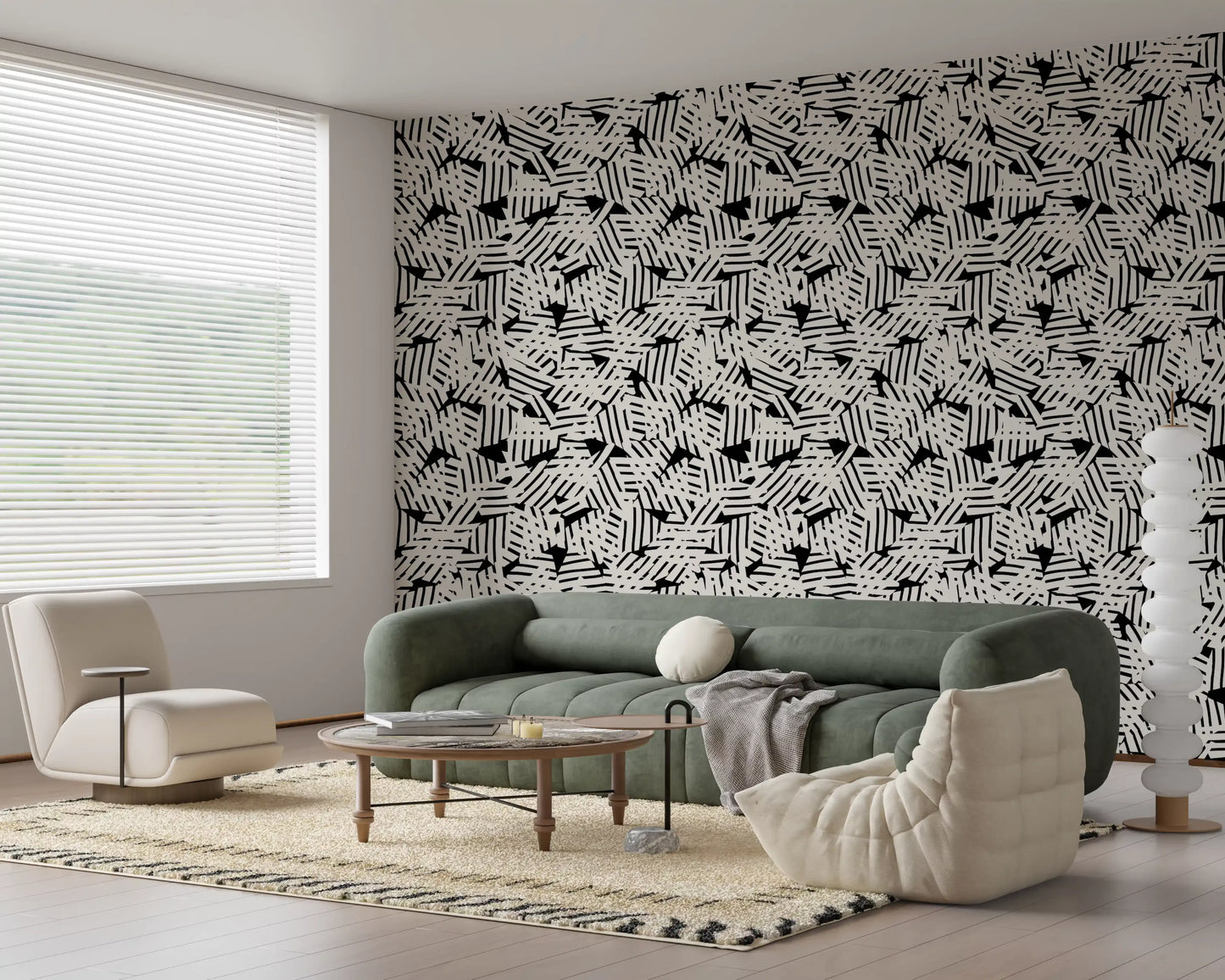 Monochrome Geometric Grid Wallpaper⁠