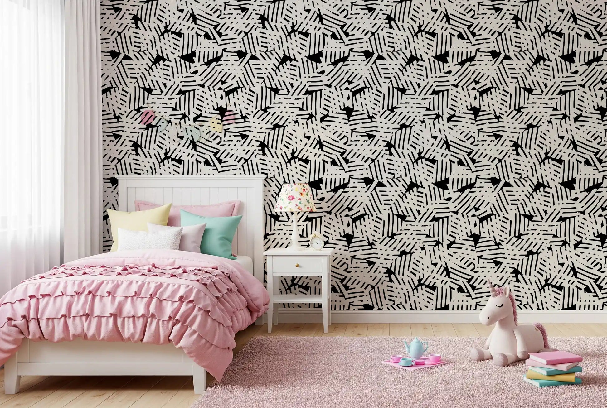 Monochrome Geometric Grid Wallpaper⁠