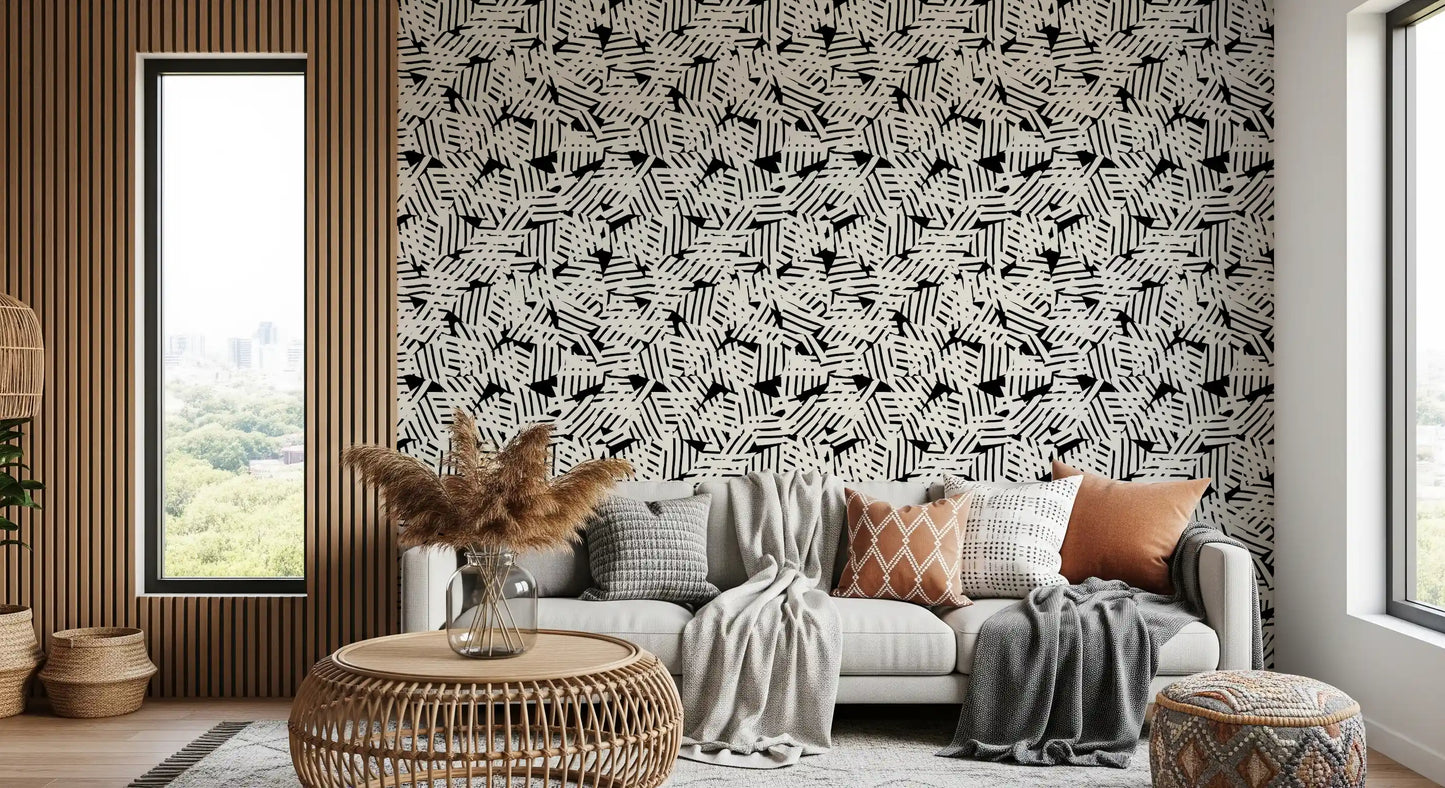 Monochrome Geometric Grid Wallpaper⁠