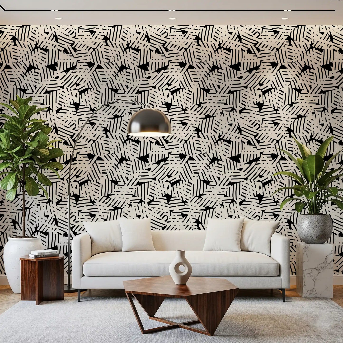 Monochrome Geometric Grid Wallpaper⁠