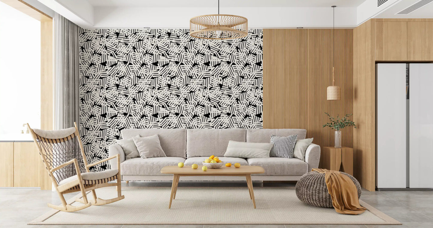 Monochrome Geometric Grid Wallpaper⁠