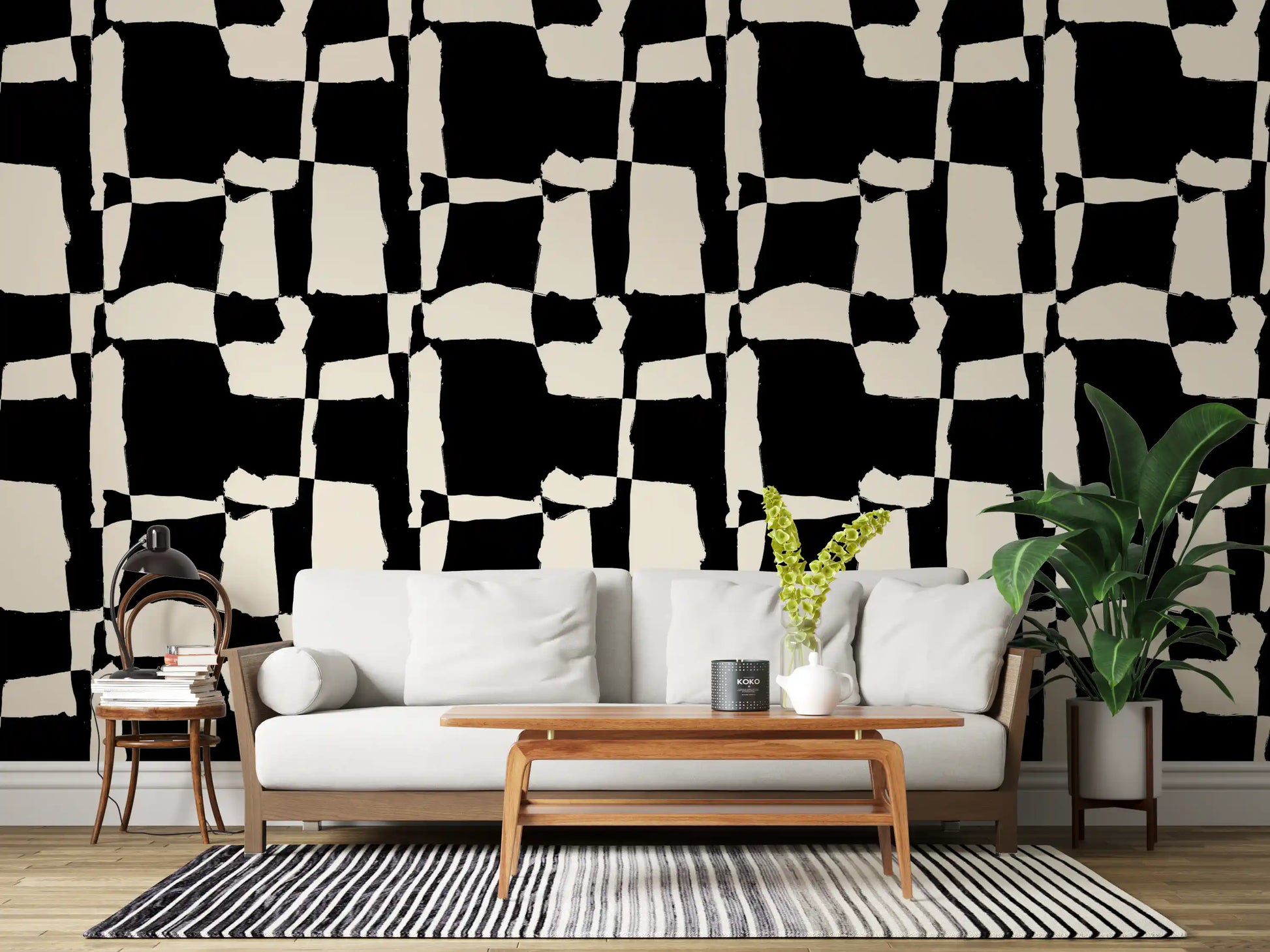 Hand-Drawn Monochrome Blocks Wallpaper⁠
