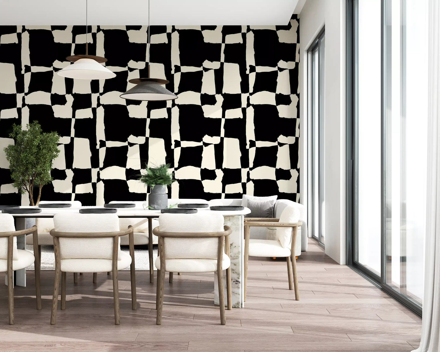 Hand-Drawn Monochrome Blocks Wallpaper⁠