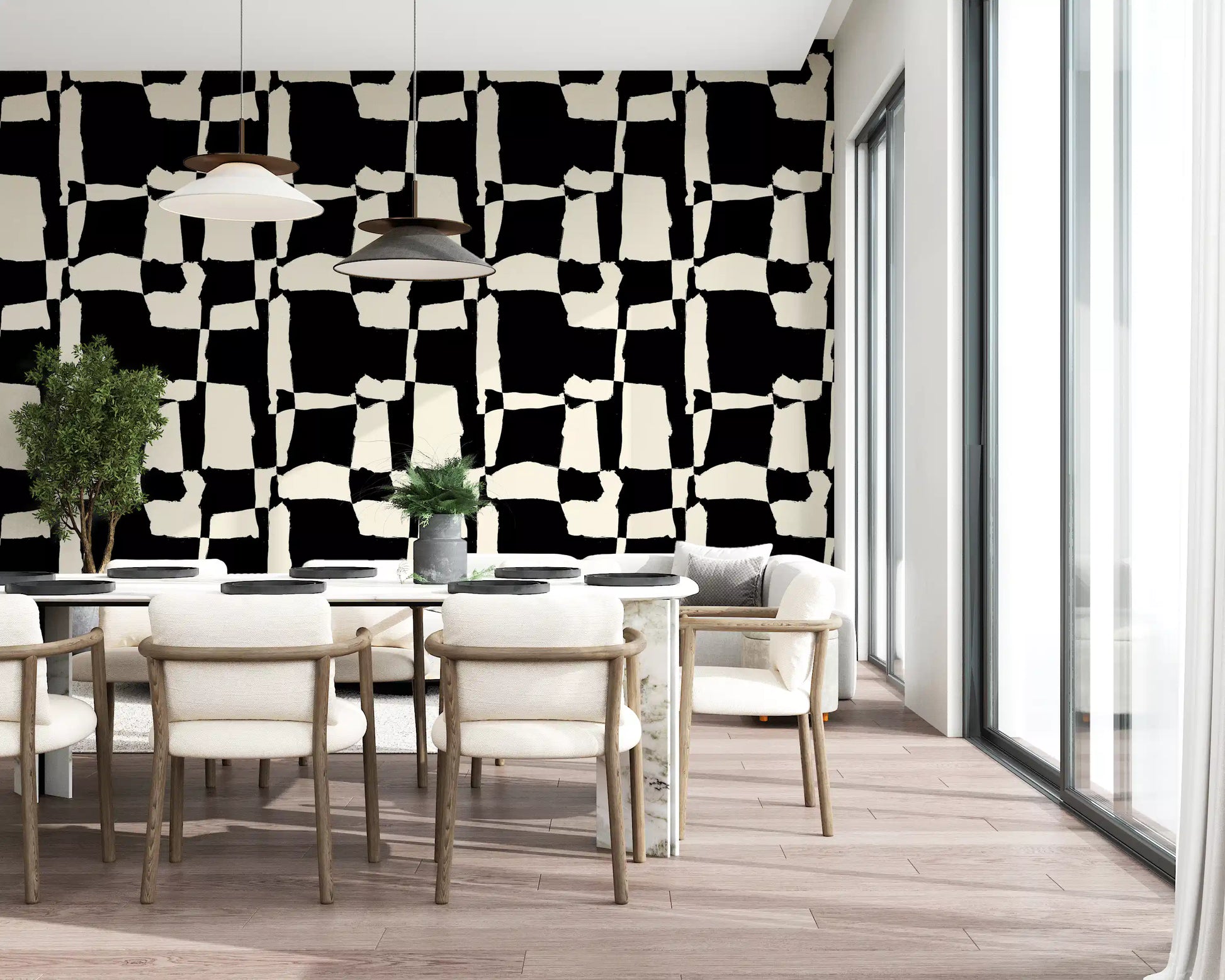 Hand-Drawn Monochrome Blocks Wallpaper⁠