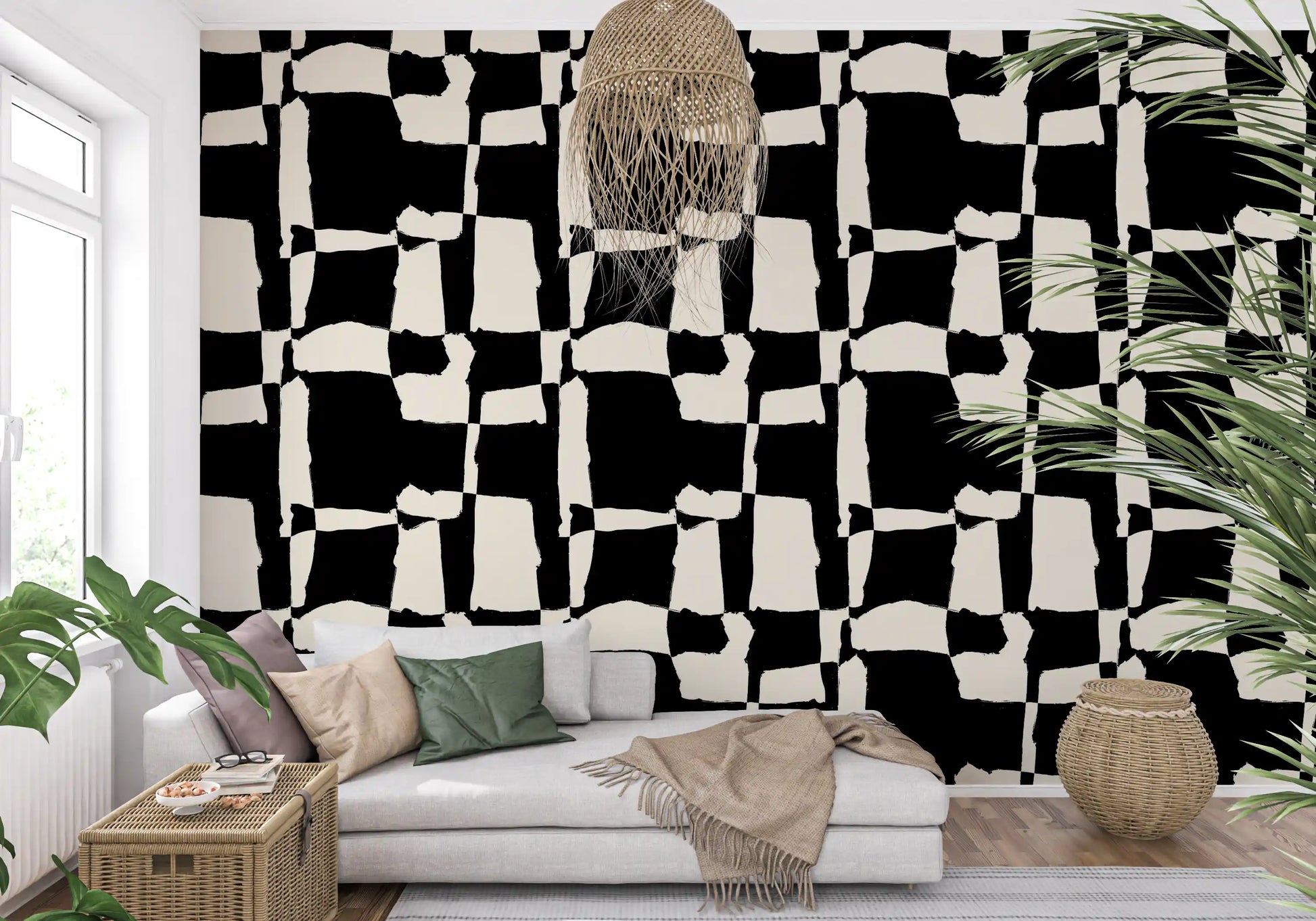 Hand-Drawn Monochrome Blocks Wallpaper⁠