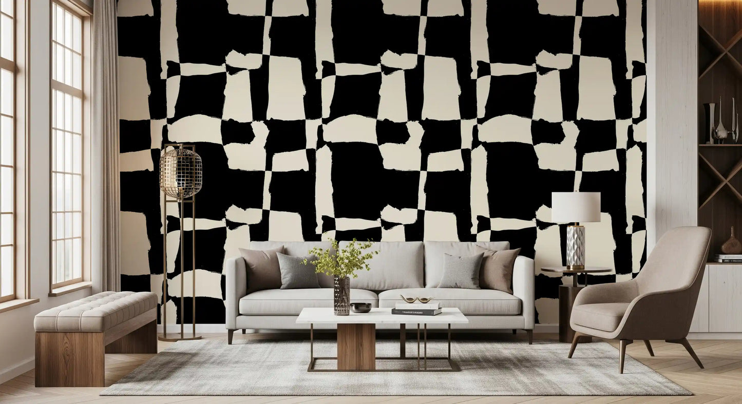 Hand-Drawn Monochrome Blocks Wallpaper⁠