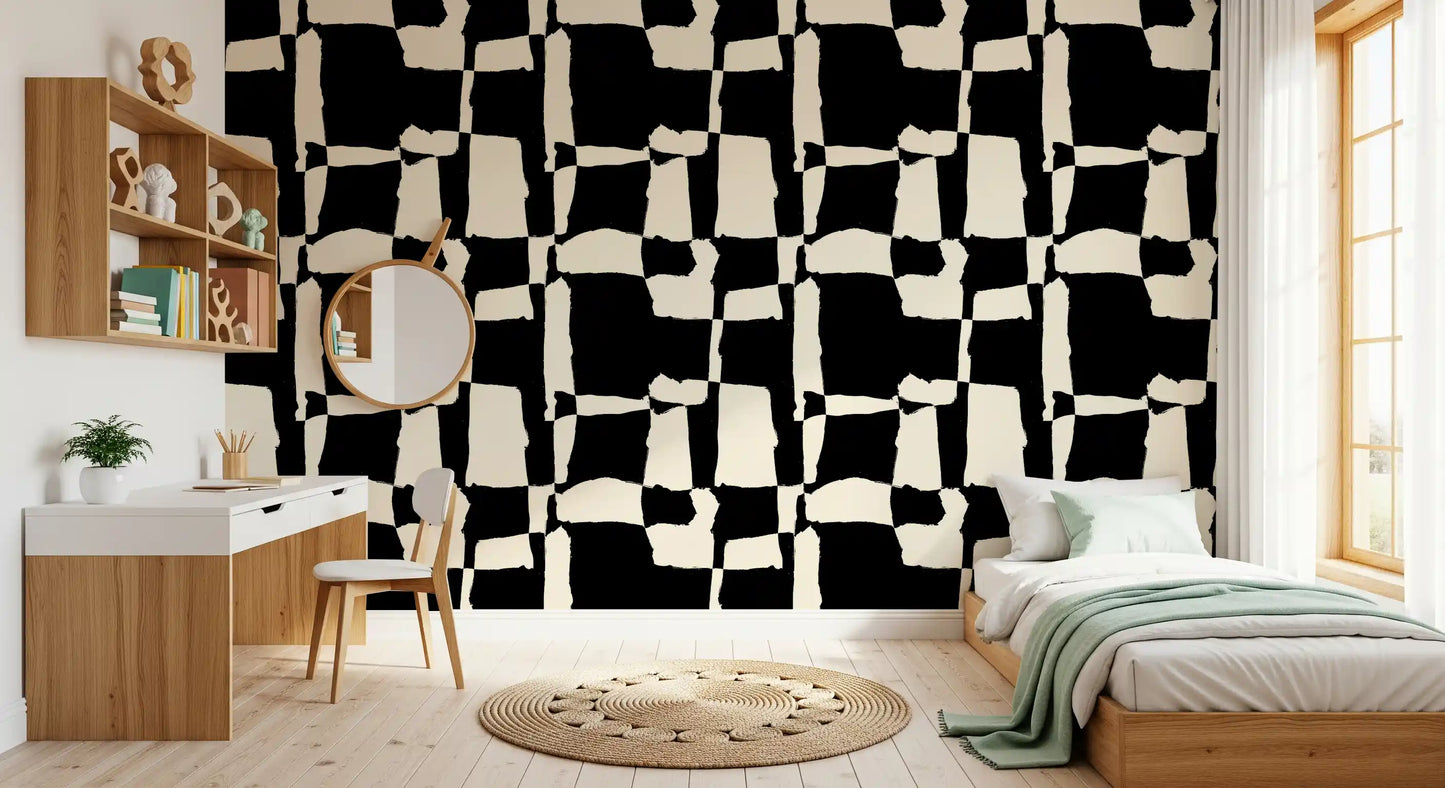 Hand-Drawn Monochrome Blocks Wallpaper⁠